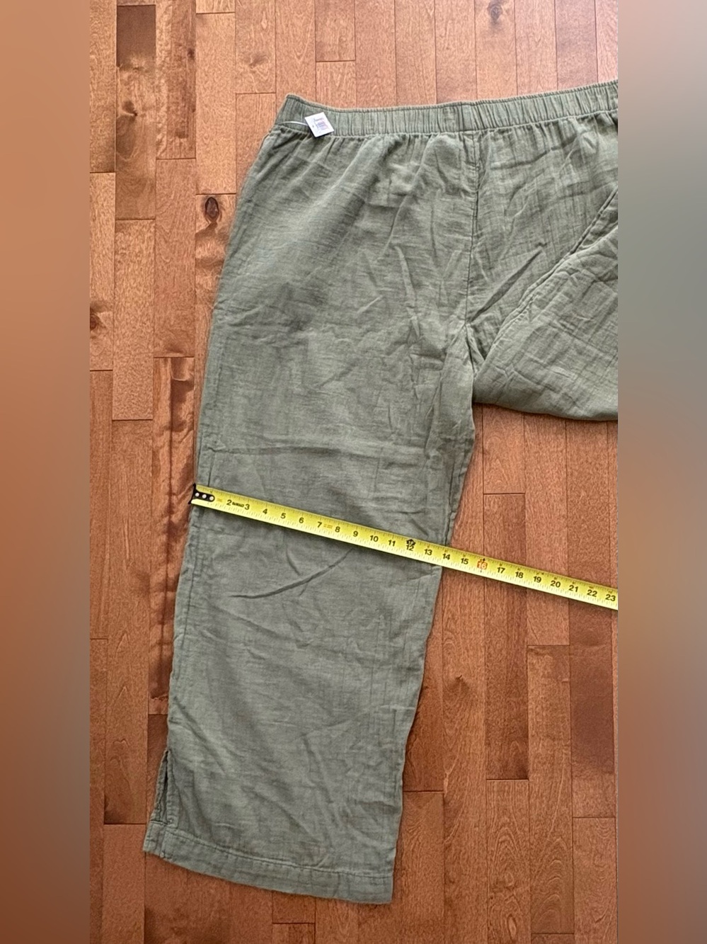 Old Navy High-Rise Wide-Leg Cotton Linen-Look Pants Sage Green Size XXL - Picture 5 of 5